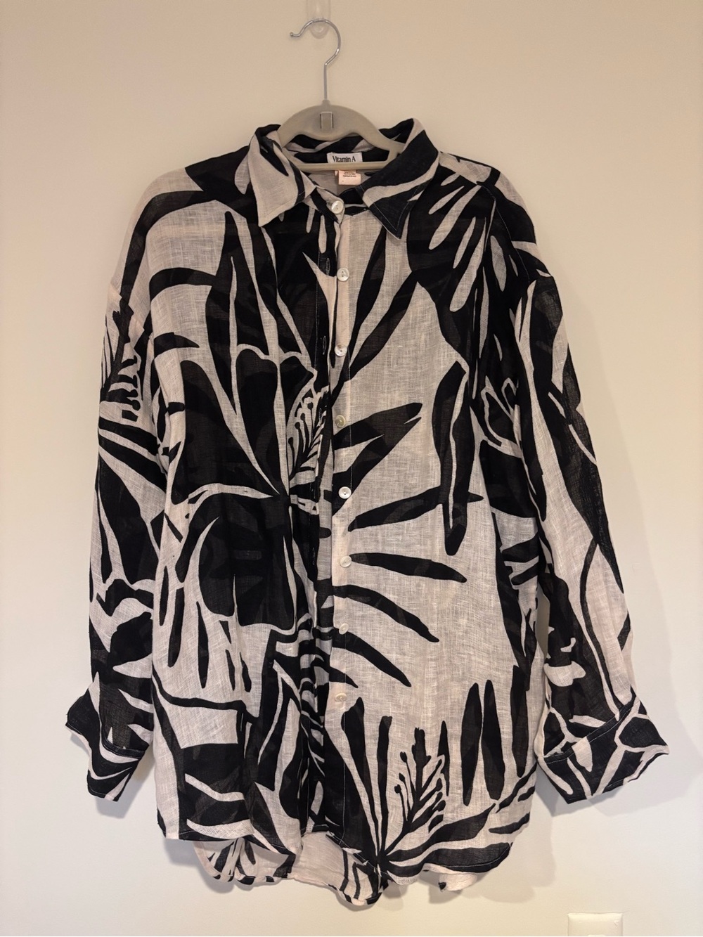 Vitamin A - The Getaway Tropical Print Oversized Button-Down Cover Up
